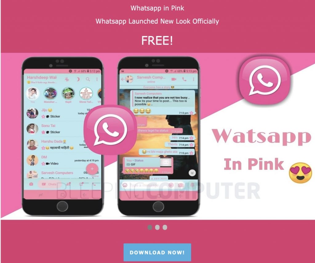 Rózsaszín WhatsApp témának álcázott kártevő terjed Androidon